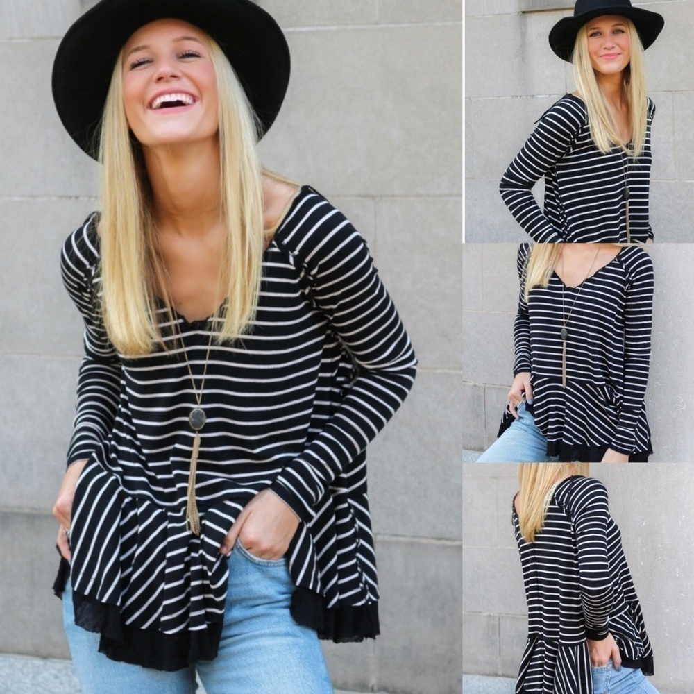 We The Free Tangerine Striped Top | NWOT